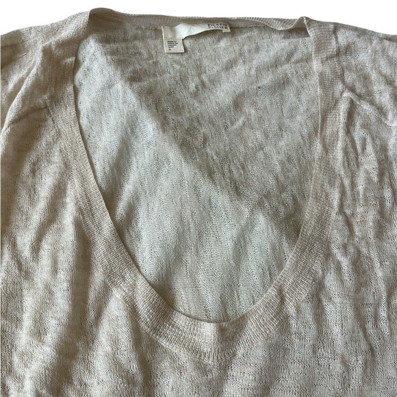Eileen Fisher Ultrafine Web Wool Camel Blend Top V Neck Lagenlook Size Small - Picture 3 of 10